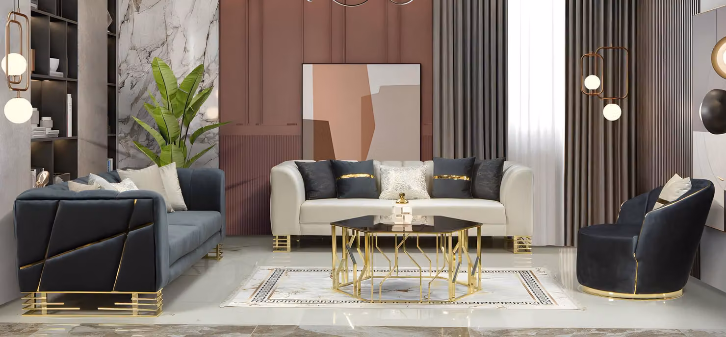Sofagarnitur Italienischer Stil Sitzgarnitur Polstergarnitur Sofa Couch 3+3+1