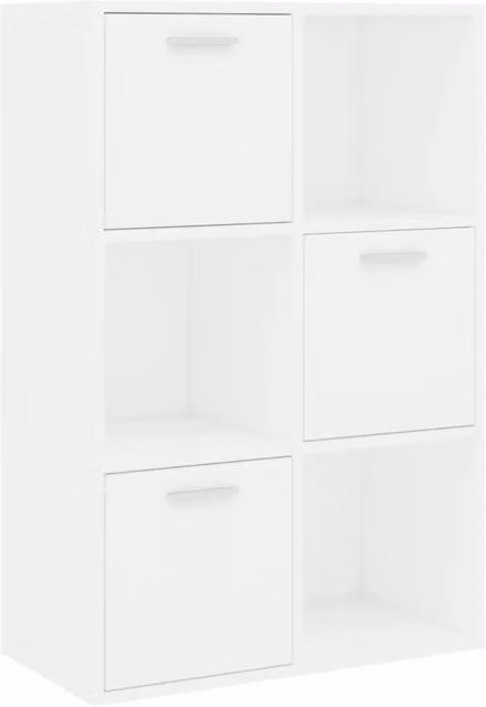 Mobile contenitore multifunzionale con 6 scomparti in legno composito bianco L: 60 cm, P: 29,5 cm, H: 90 cm