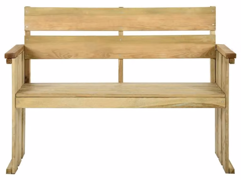 Panca da giardino in legno di pino impregnato, 121 cm, con schienale