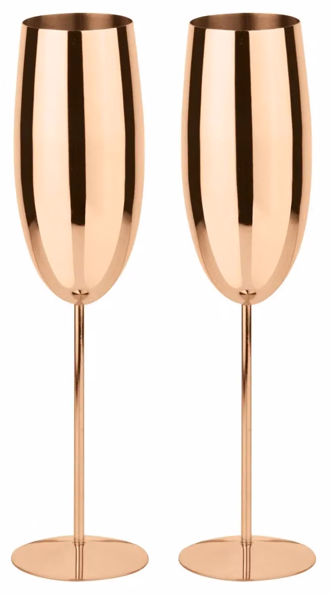 Calici flute da Champagne rame Paderno, 2 pezzi