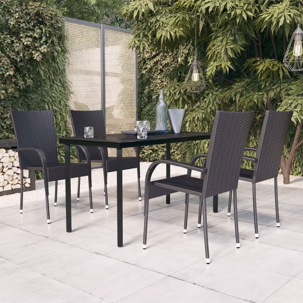 Maison Exclusive - Set da pranzo da giardino 5 pezzi nero