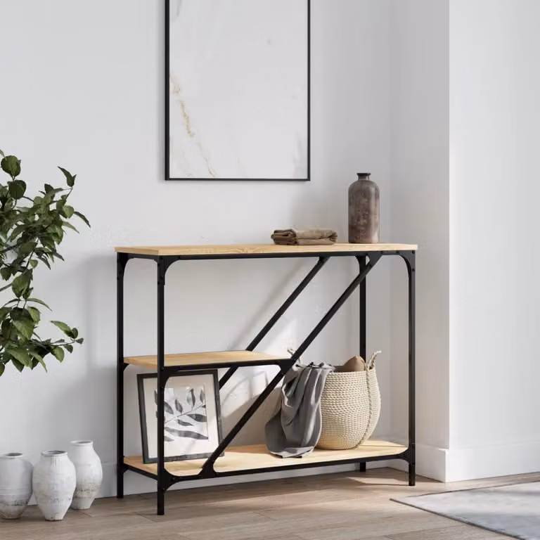 vidaXL Tavolino Consolle in Legno Rovere Sonoma, L 88,5 x P 30 x H 75 cm
