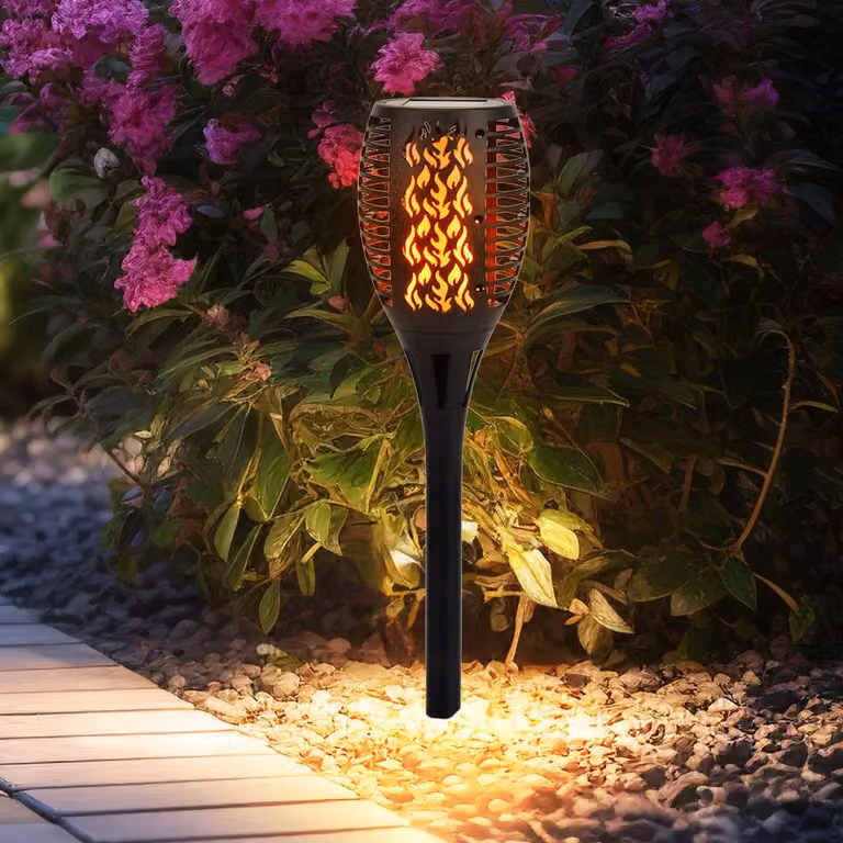 Lampada solare a LED, effetto fuoco, torcia da giardino altezza 58 cm