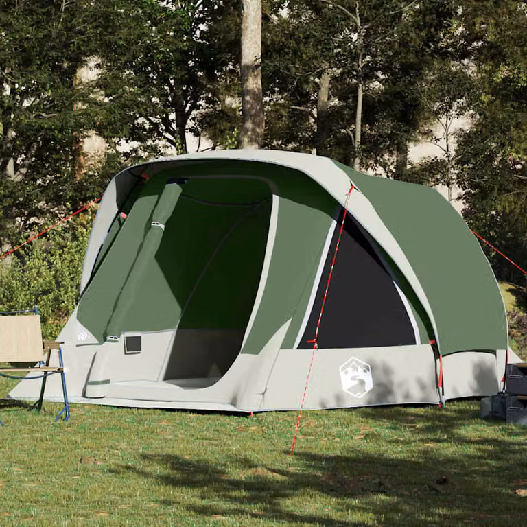 Tenda Familiare Cabina vidaXL per 6 Persone Verde Impermeabile in Poliestere e Fibra di Vetro