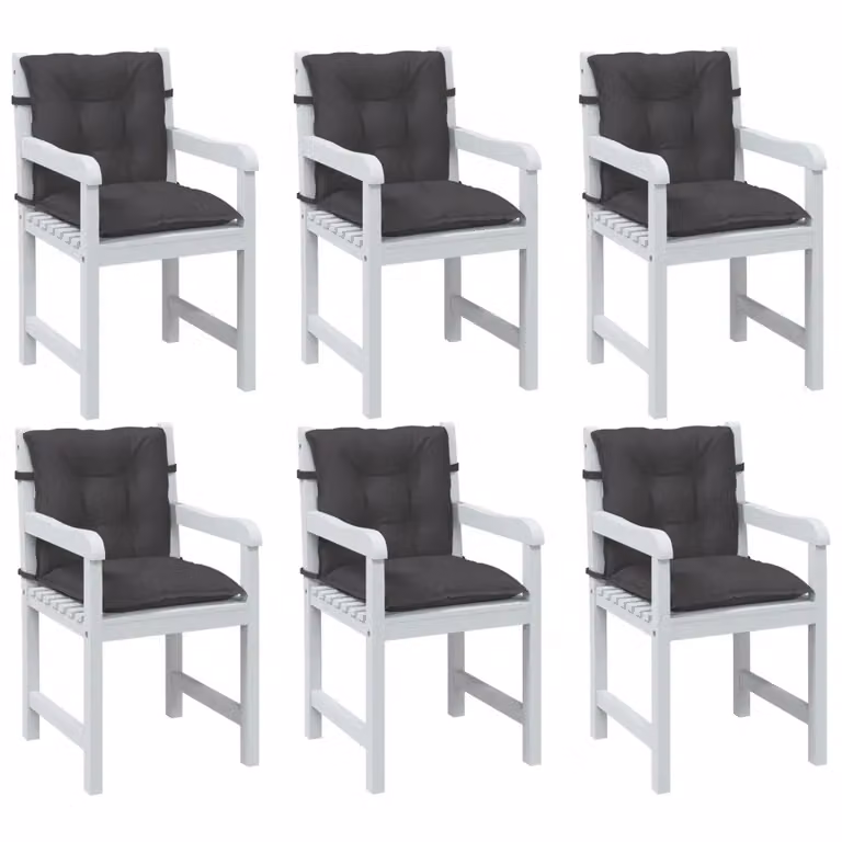 Set di 6 cuscini per sedia schienale basso vidaXL, colore antracite mélange, L 100 cm x P 50 cm x H 7 cm, in poliestere resistente ai raggi UV