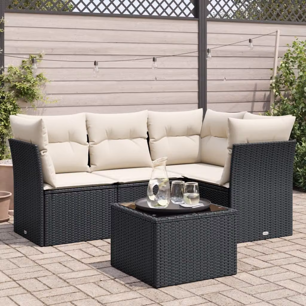 Maison Exclusive - Set Divani da Giardino 5 pz con Cuscini in Polyrattan Nero