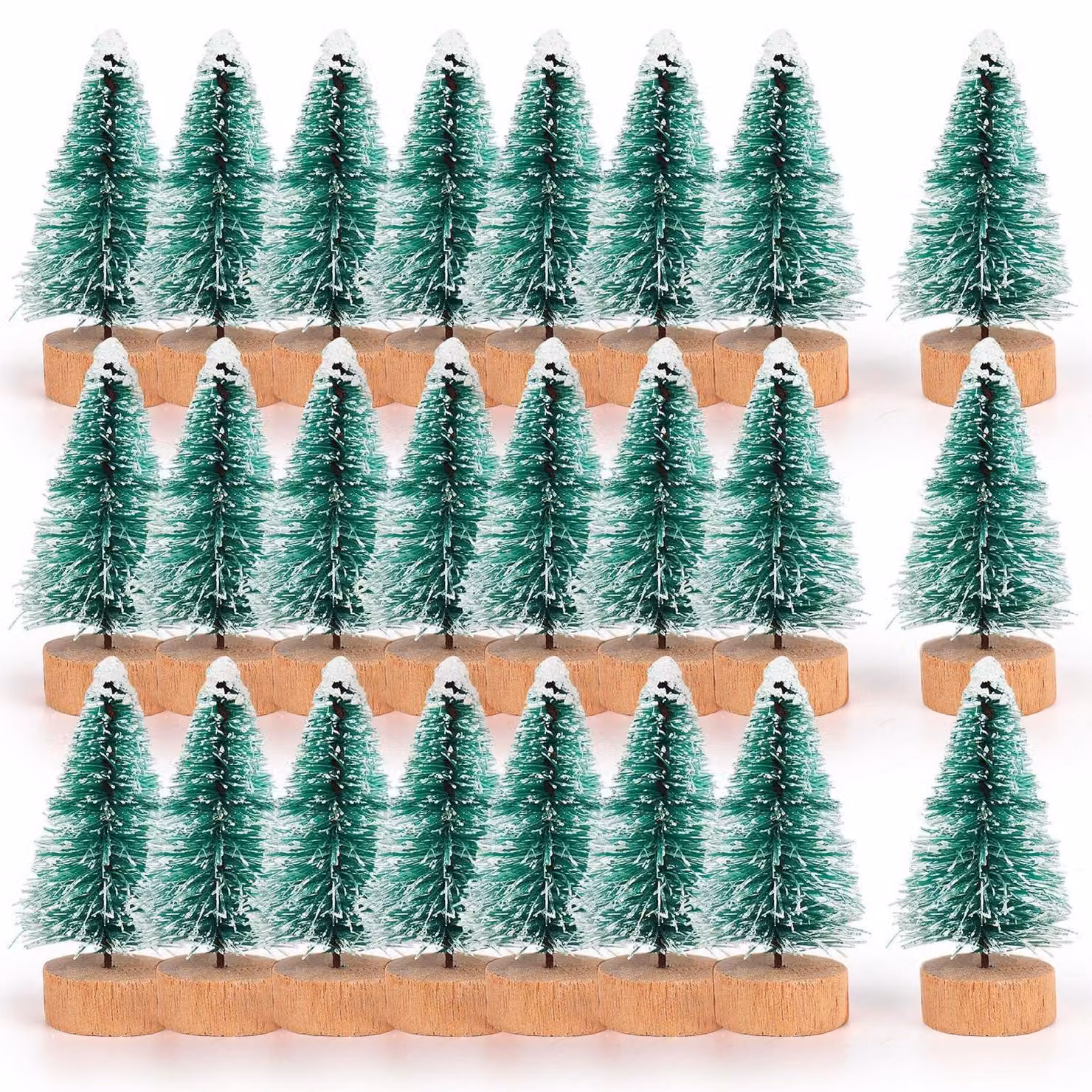 Mini alberello di Natale decorativo, 24 pezzi, 4,5 cm, verde, artificiale