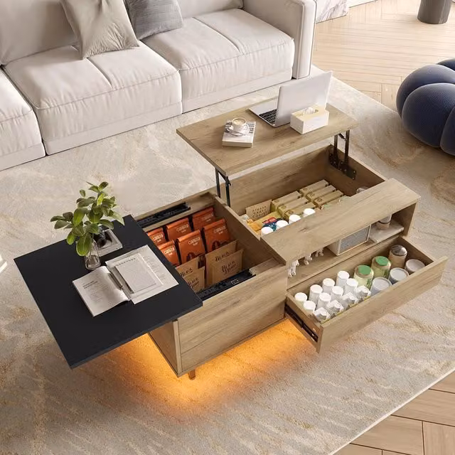 Armadio Xylo in legno marrone stile mid-century con meccanismo di sollevamento