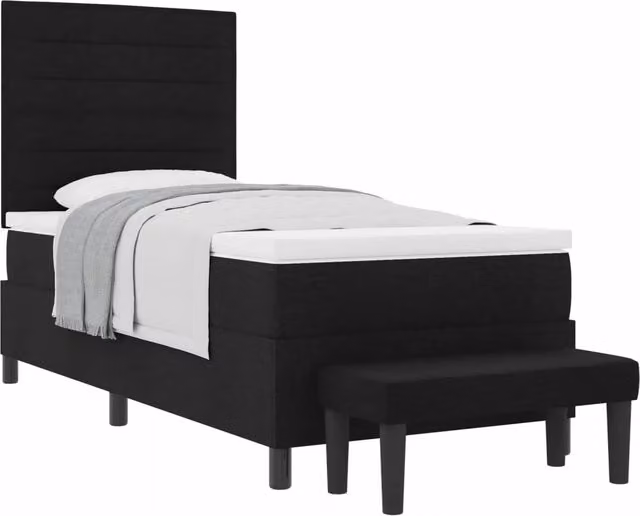 Letto ibrido con molle a tasche e testiera vidaXL in tessuto nero L 90 x P 190 cm – 1