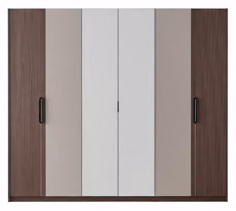 Armadio elegante, color beige, con sei ante e ampio spazio di stoccaggio
