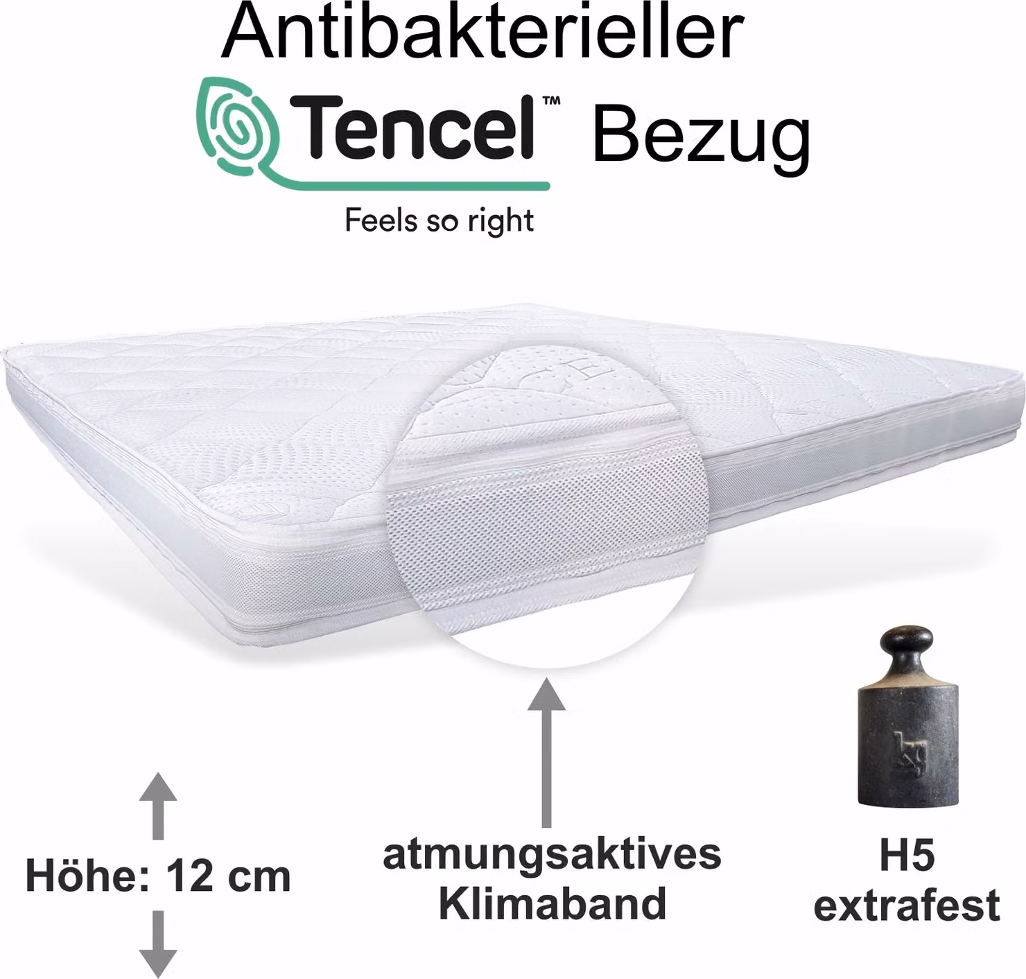 Topper 90x200cm Tokio schiuma fredda alta 12cm 50kg/m³