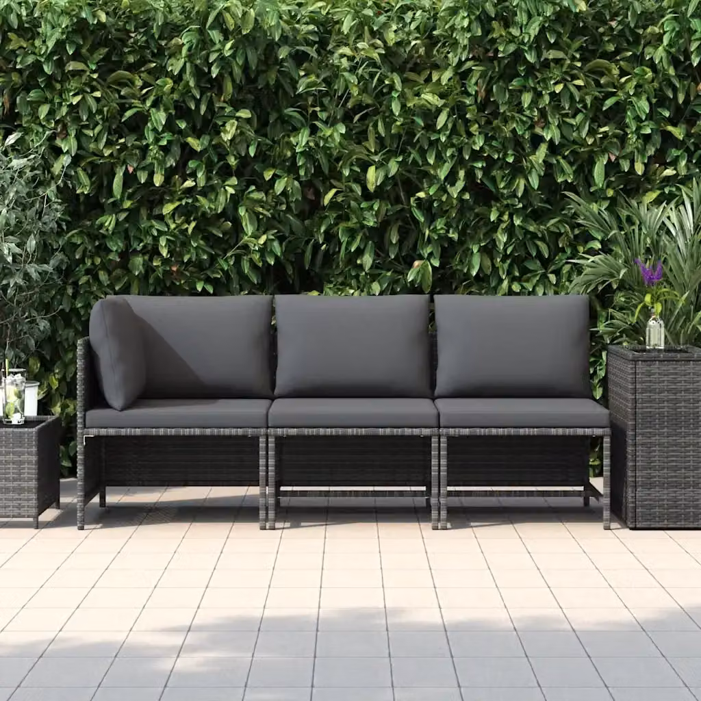 Set di Divani da Giardino a L vidaXL in Polyrattan Grigio Antracite con Cuscini e Coperture Rimovibili – 2