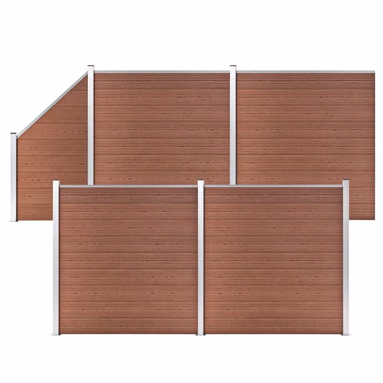 Maison Exclusive - Set di recinzione in WPC: 4 pannelli quadrati + 1 pannello obliquo, 792 x 186 cm, marrone