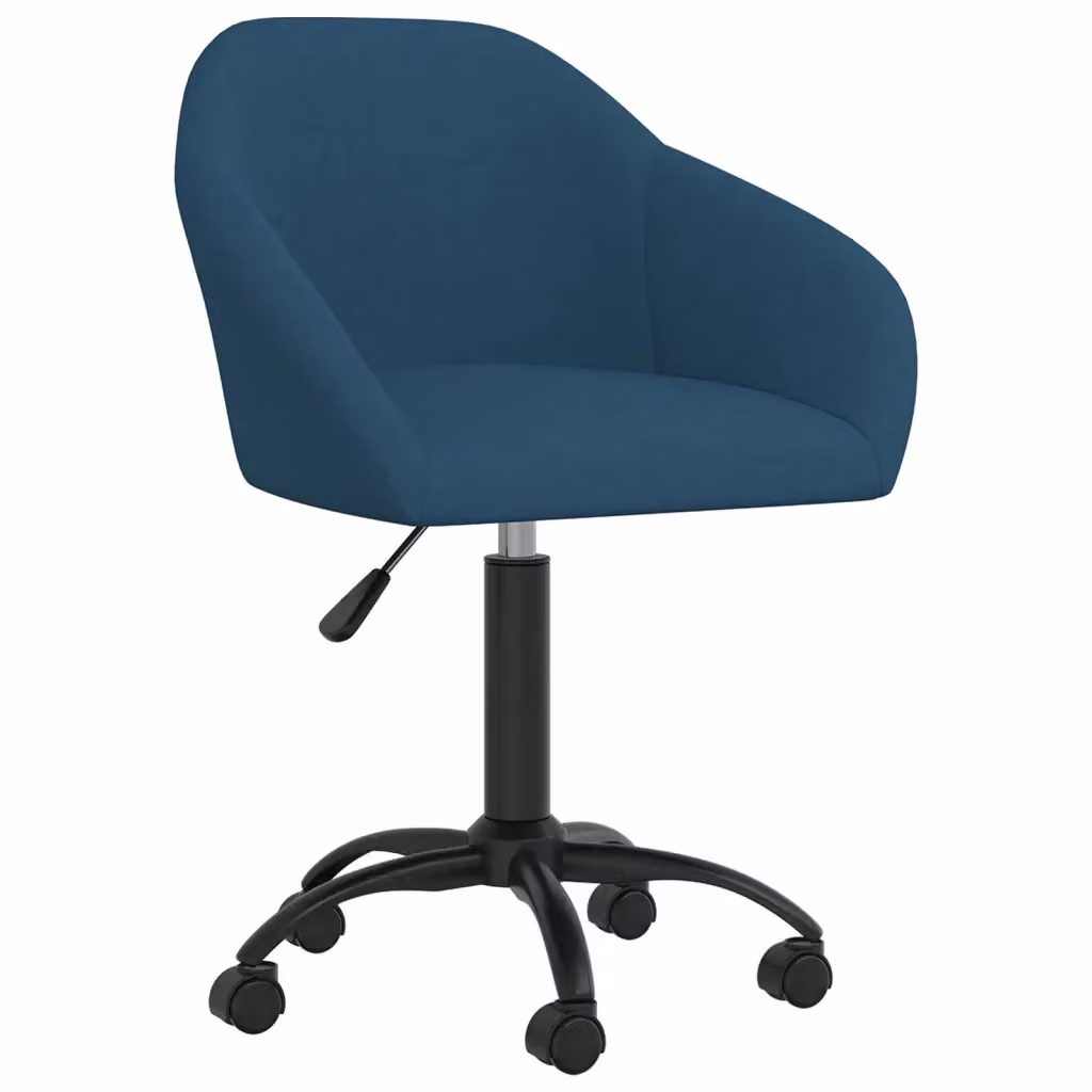 Set di 2 sedie da pranzo girevoli VIDAXL in velluto blu con ruote e struttura in metallo e legno – 2