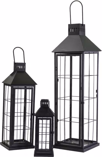 Lanterna metallo 1-3 nero quadro cm26x26h87,5
