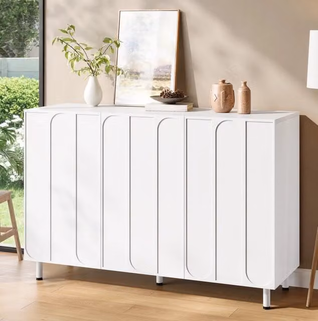 Sideboard e scarpiera 2 in 1 a 3 ante in MDF e pannello truciolare; bianco