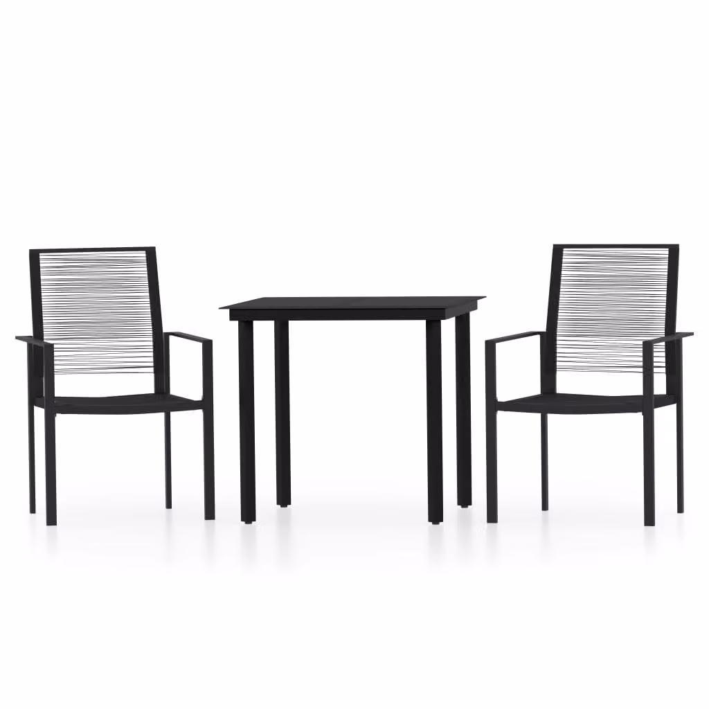 Set Mobili da Pranzo per Giardino 3 pz Nero