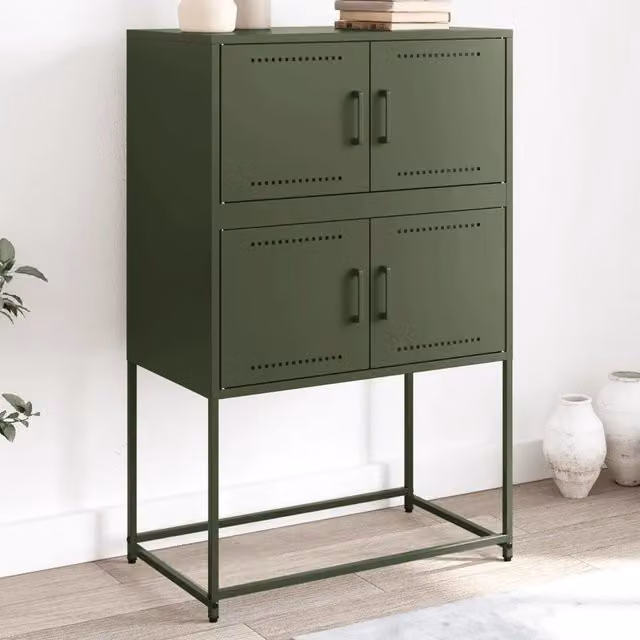 Credenza in metallo verde oliva stile industrial vidaXL L: 68,5 cm, P: 38,5 cm, H: 107 cm
