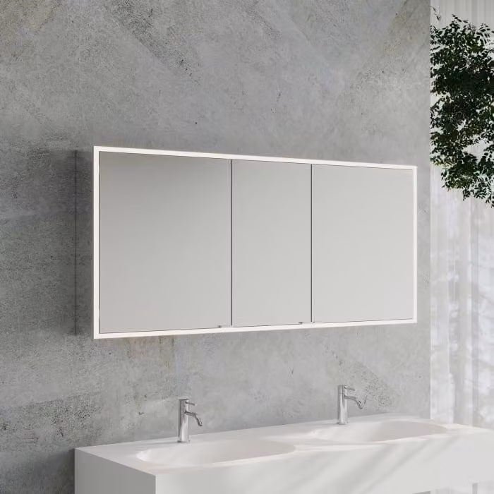 Specchio da bagno a cubo Kronenbach 2.0, da montare a parete, con 3 ante, altezza 160 cm