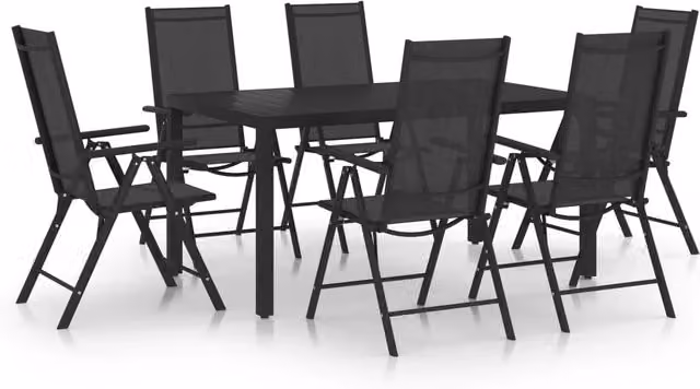 Set da pranzo da giardino mobile esterno 7 pz alluminio nero 02_0013918