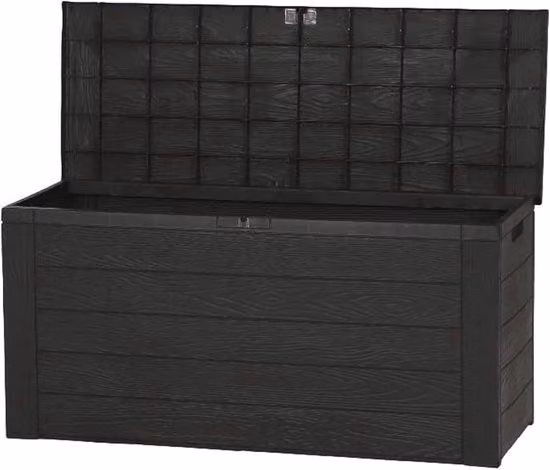 Contenitore per cuscini da giardino - Cassetta portaoggetti per esterni - Ideale per riporre cuscini - Design in legno - Dimensioni: 120x58x48 cm - Colore: marrone