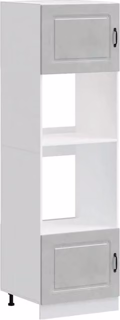 Set di 2 armadietti per forno classici con piedini regolabili 60 x 57 x 207 cm in legno ingegnerizzato grigio cemento 02_0055700