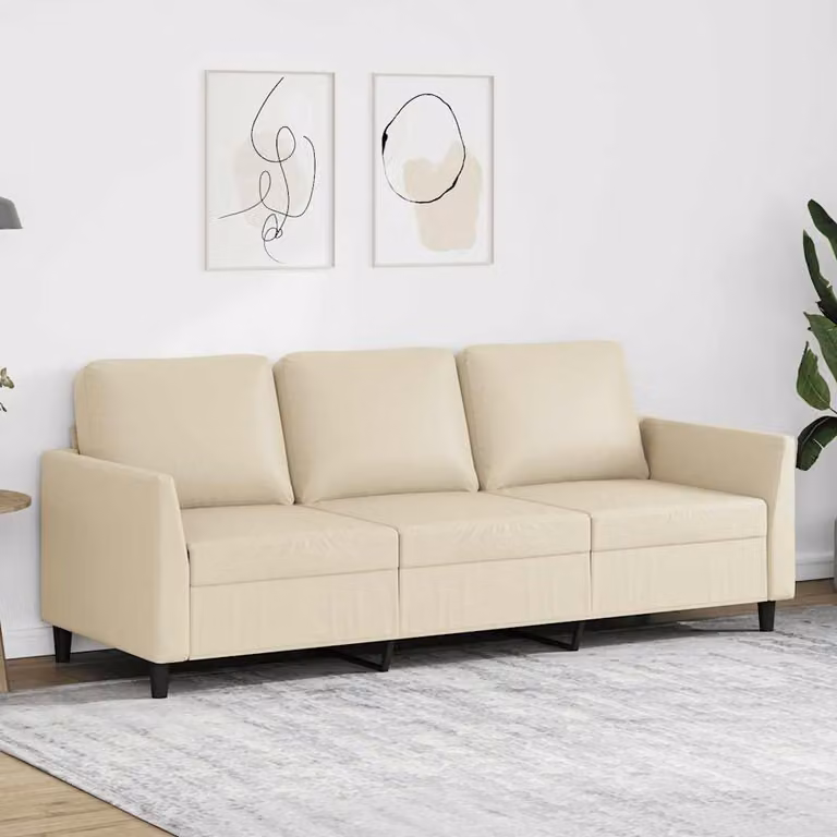 Divano a 3 posti moderno vidaXL in similpelle beige con struttura in metallo L: 200 cm, P: 80 cm, H: 77 cm
