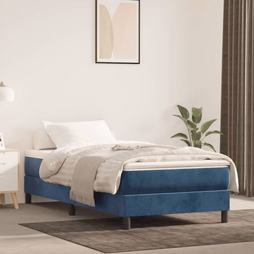 Maison Exclusive - Struttura Letto a Rete a Molle Blu Scuro 100x200 cm in Velluto