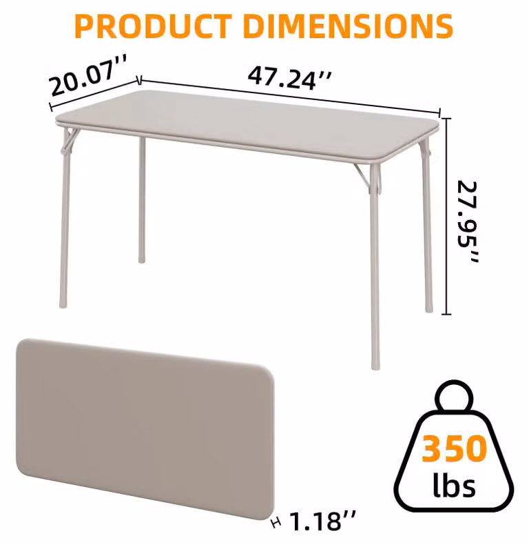 Tavolo pieghevole da campeggio - Tavolo da giardino 120x71x51 cm - Struttura in metallo - Superficie facile da pulire - Resistente a graffi e macchie - Piedini antiscivolo - Grigio chiaro