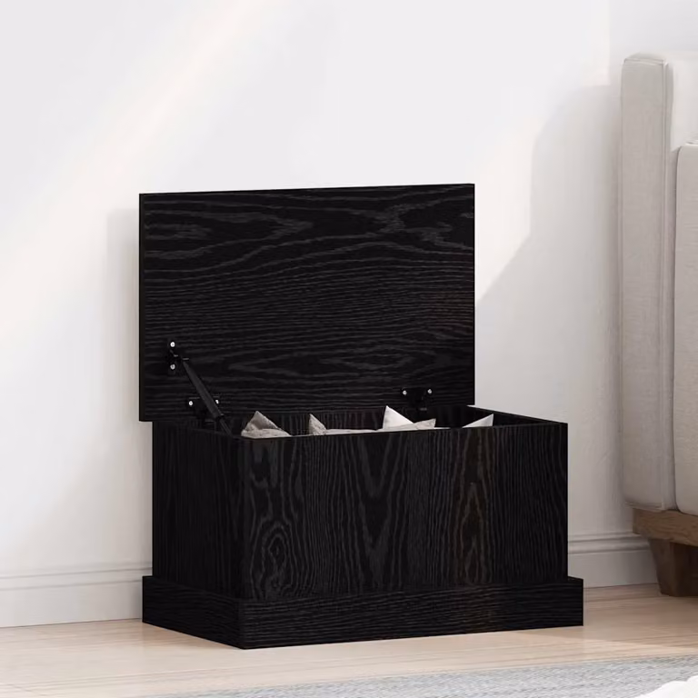 Scatola di stoccaggio in legno vidaXL colore nero L: 50 cm, P: 30 cm, H: 28 cm