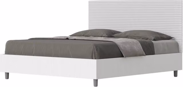 Letto Matrimoniale 160x200 cm struttura bianco frassino testata Level - Bianco,Similpelle,Contenitore