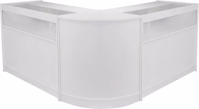 Espositore da banco e vendita al dettaglio Monster Shop Fusion bianco brillante con ante in vetro e ripiani interni L: 120 cm, H: 90 cm, P: 60 cm