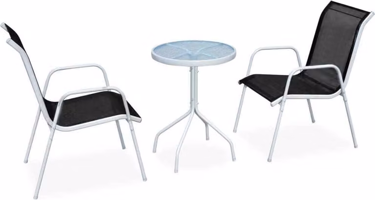 The Living Store Set bistrot 3 pezzi acciaio nero
