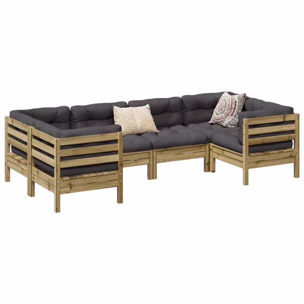 Maison Exclusive - Set da giardino composto da 6 pezzi con cuscini, in legno di pino trattato
