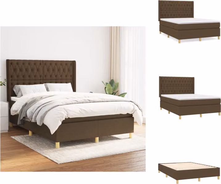 vidaXL Letto a molle con materasso in tessuto marrone scuro 140x200 cm - Letti e strutture letto