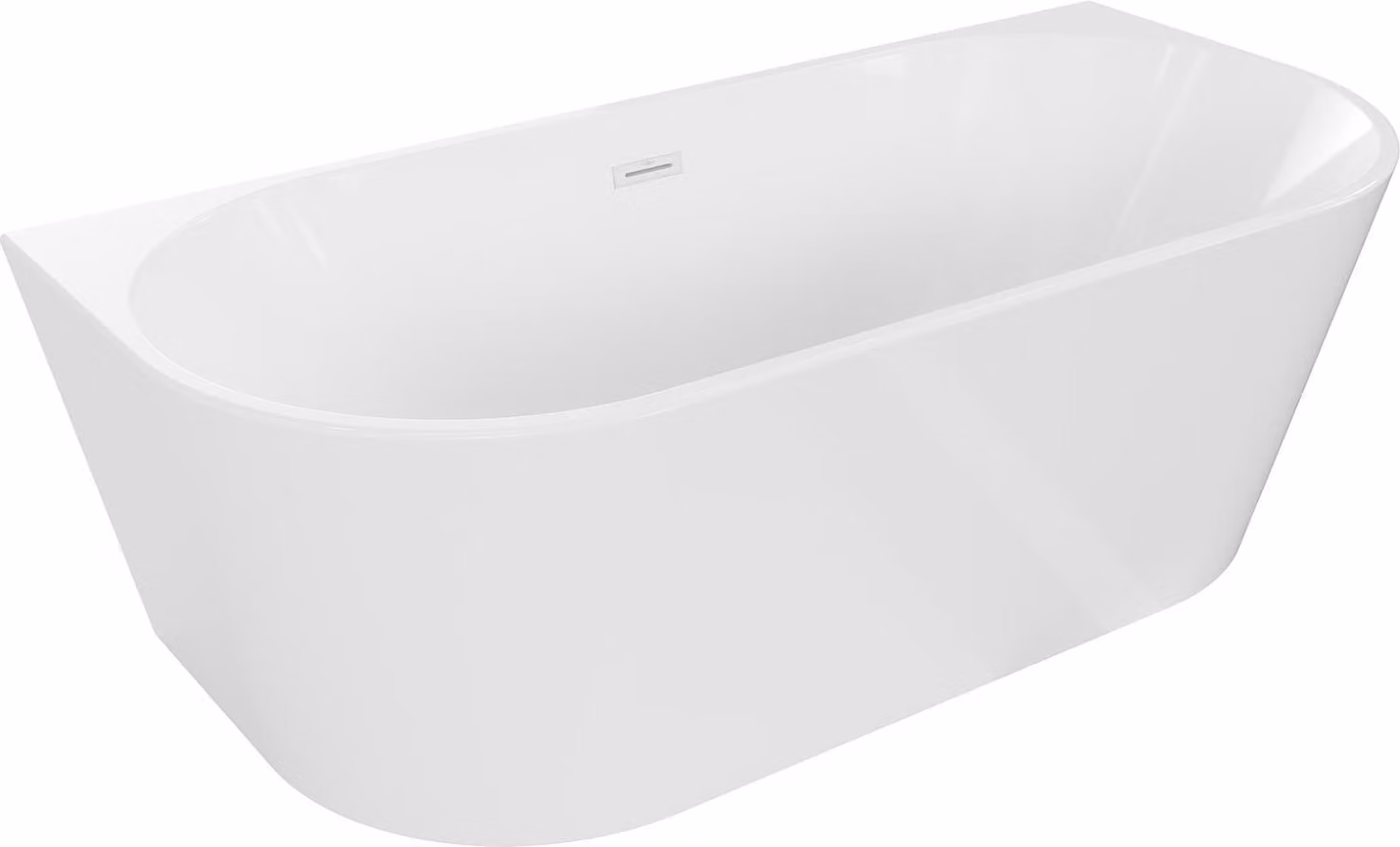 Mexen Ovale vasca da bagno freestanding contro il muro 140 x 75 cm, bianca, troppopieno bianco - 52671407500-20