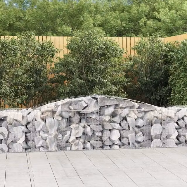 Set di 8 cesti gabbioni ad arco Videx in acciaio zincato colore argento e grigio L: 400 cm, P: 50 cm, H: 60/80 cm