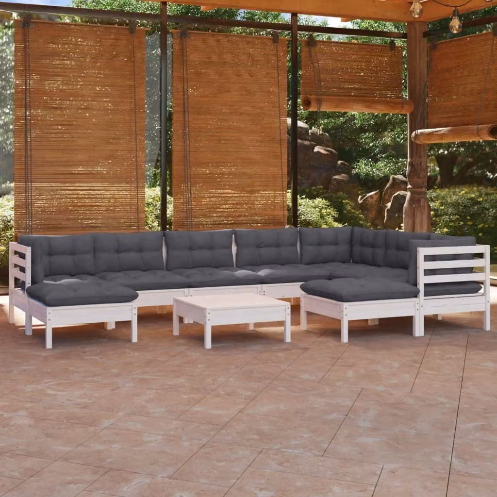 Maison Exclusive - Set Divani da Giardino 10 pz con Cuscini BiancLegno di Pino