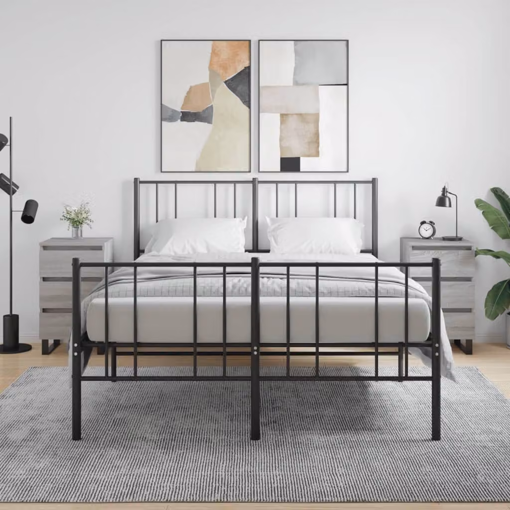 Set di 2 comodini moderni vidaXL in legno e metallo, colore grigio, L 40 cm x P 35 cm x H 69 cm