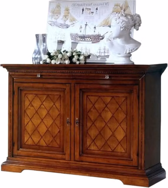 Madia credenza in legno stile arte povera color noce con 2 porte Mobili 2G L/P/H: 160 x 50 x 115 cm – 4