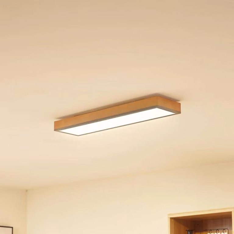 Plafoniera a LED Laviona Lindby, dimmerabile, Legno chiaro, Soggiorno / Sala da pranzo, Legno, Moderno, Plafoniera LED