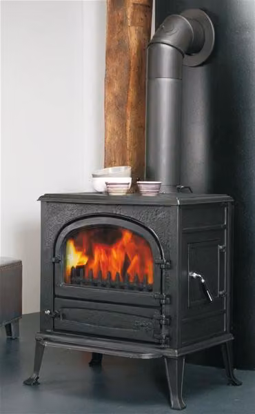 Stufa a legna Globe-fire Neptune indipendente dall'aria ambiente, fusione integrale nera, 7 kW