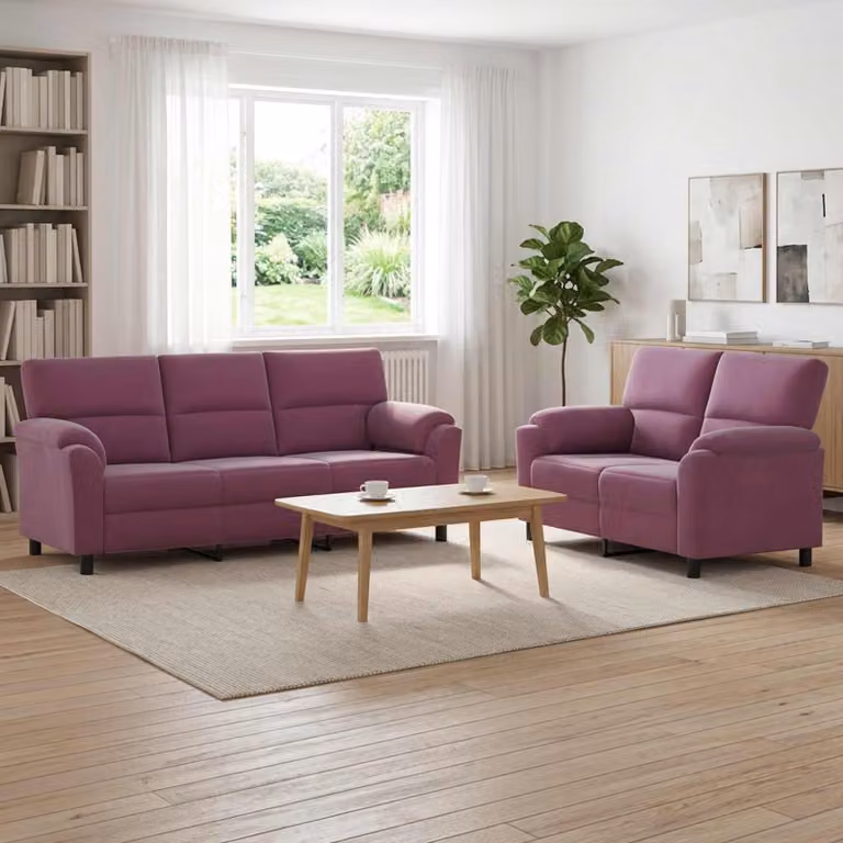 Set di 2 divani moderni vidaXL in velluto viola con struttura in metallo per il tuo soggiorno