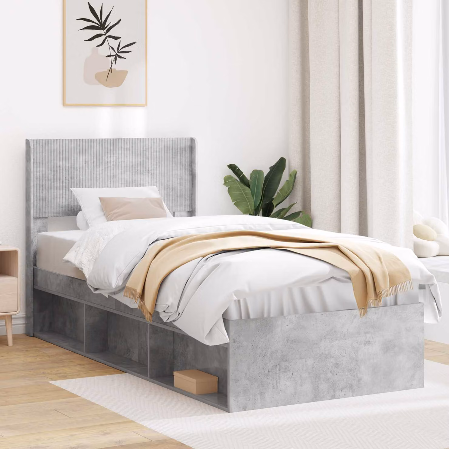 Testiera Letto Imbottita Moderna vidaXL in Tessuto Grigio