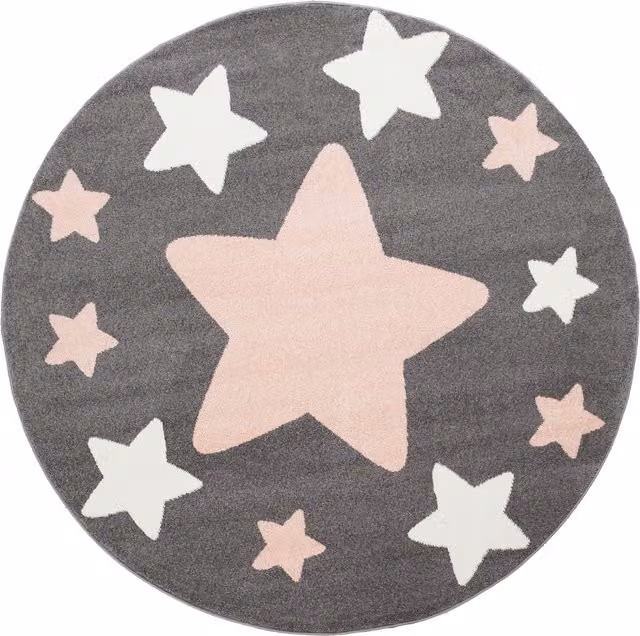 Tappeto rotondo per bambini Caprise grigio con design astratto moderno, Diametro: 200 cm