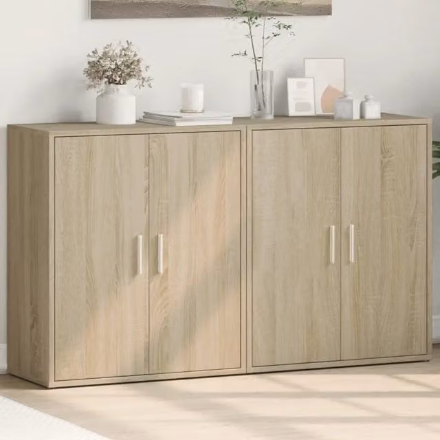 Set di 2 credenze da parete vidaXL in legno beige, L: 60 cm, P: 30 cm, H: 70 cm