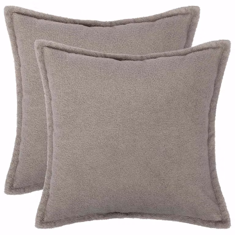 Set di 2 federe vidaXL HOUTEN in tessuto bouclé grigio chiaro, forma quadrata, 35 x 35 cm