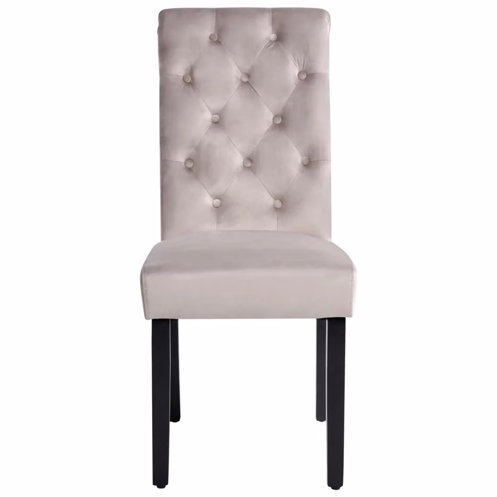 Set di 2 Sedie da Pranzo BELIANI in Velluto Grigio con Gambe in Legno Nero Design Glamour – 2