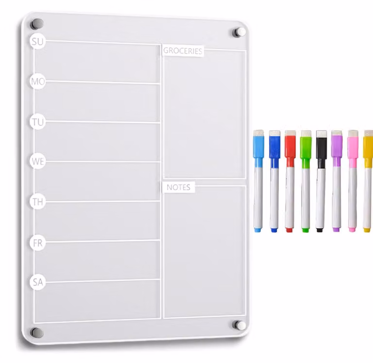 Pianificatore settimanale e calendario per pasti, con superficie magnetica, ideale per il frigorifero