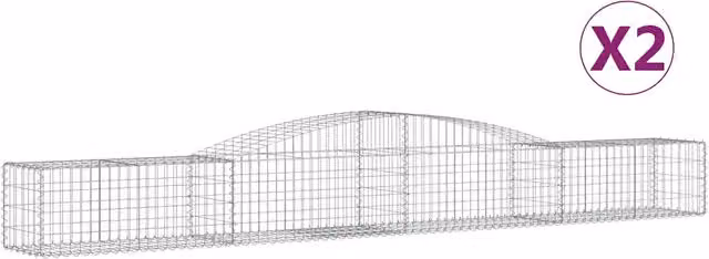 Set di 2 Cesti Gabbioni ad Arco in Ferro Zincato Argento L: 400 cm, P: 50 cm, H: 40/60 cm – 1